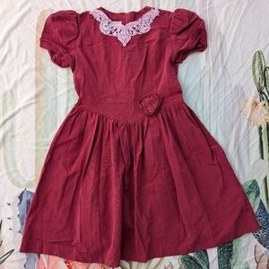 Vintage Jessica McCintock Gunne Sax Preteen Magenta Pink & White Lace Dress